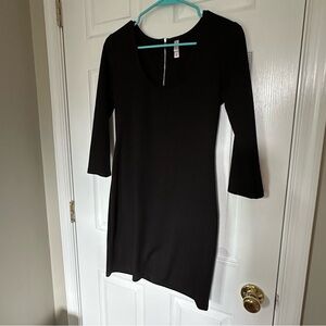 Xhilaration Black Sheath Dress U-neck 3/4 Sleeve